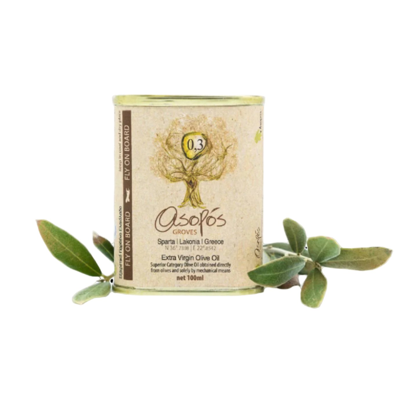 Asopos Groves Extra Virgin Olive Oil tin 100ml