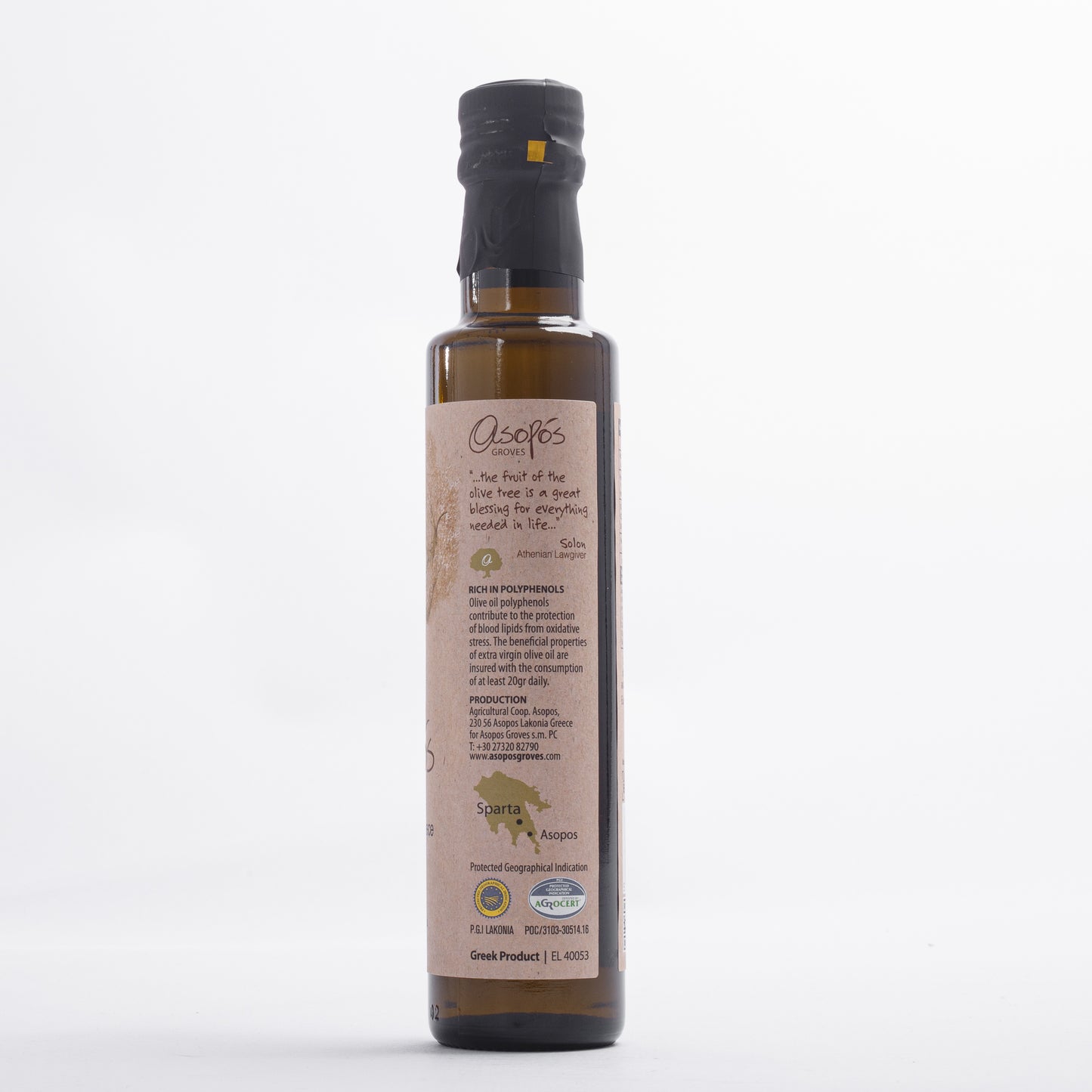 Asopos Groves Extra Virgin Olive Oil bottle 250ml