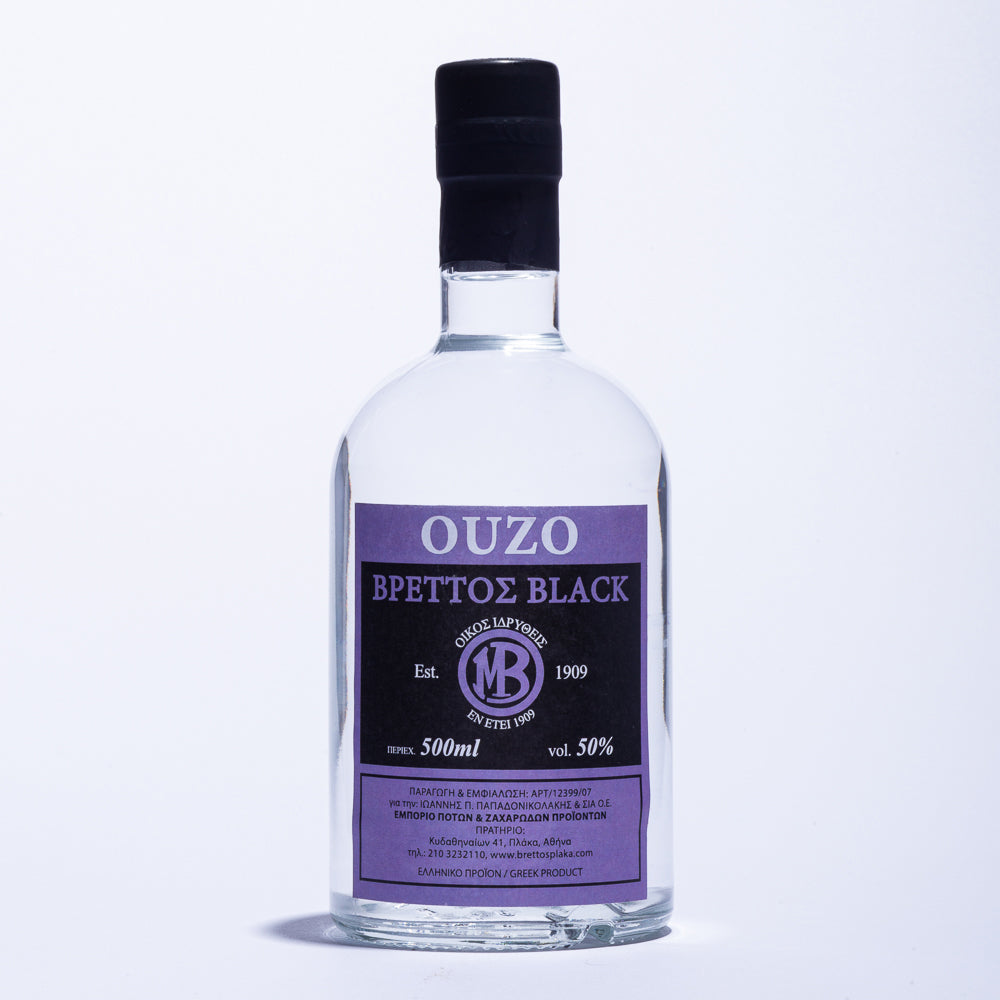 Ouzo Brettos Black Label, 500ml-50% alcohol